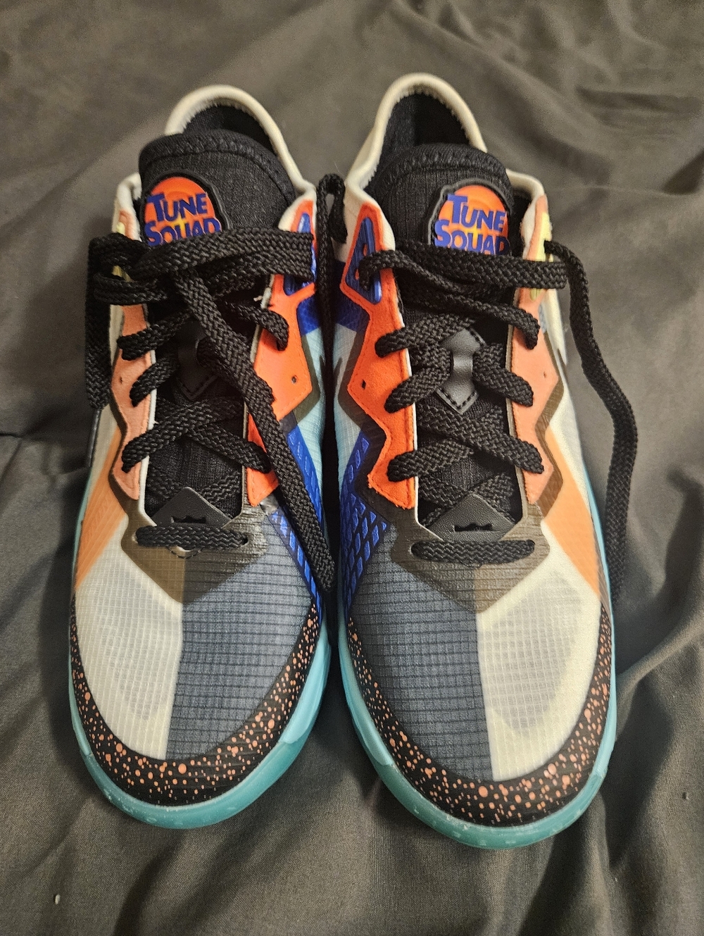 Nike Lebron Kids Tune Squad Sneakers - Black, Orange & Teal